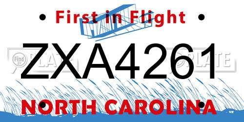ZXA4261 North Carolina License Plate