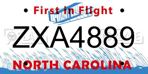 ZXA4889 North Carolina License Plate