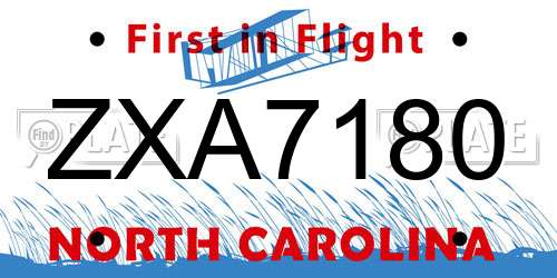 ZXA7180 North Carolina License Plate