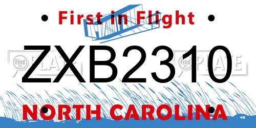 ZXB2310 North Carolina License Plate