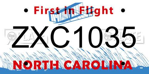 ZXC1035 North Carolina License Plate