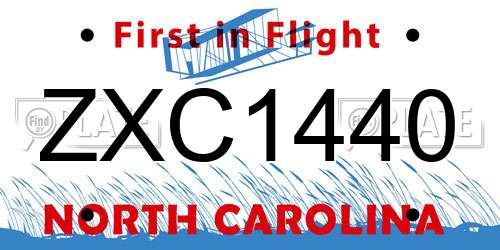 ZXC1440 North Carolina License Plate