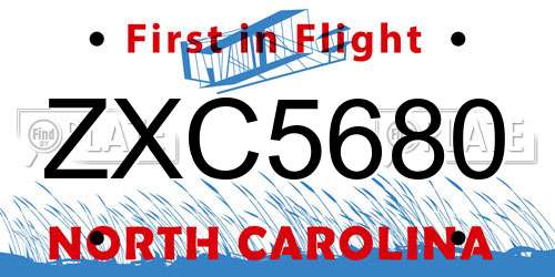 ZXC5680 North Carolina License Plate