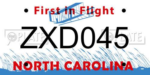 ZXD045 North Carolina License Plate