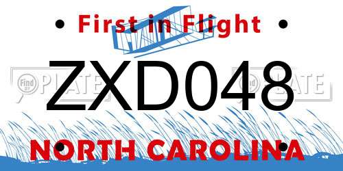 ZXD048 North Carolina License Plate