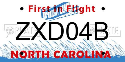 ZXD04B North Carolina License Plate