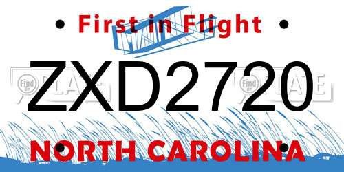 ZXD2720 North Carolina License Plate