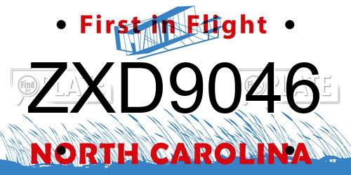 ZXD9046 North Carolina License Plate