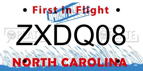 ZXDQ08 North Carolina License Plate