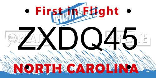 ZXDQ45 North Carolina License Plate