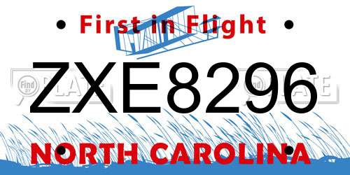ZXE8296 North Carolina License Plate