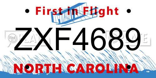 ZXF4689 North Carolina License Plate