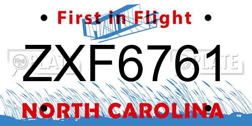 ZXF6761 North Carolina License Plate