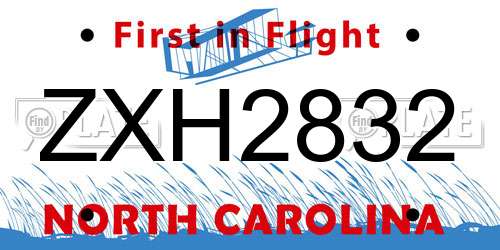 ZXH2832 North Carolina License Plate