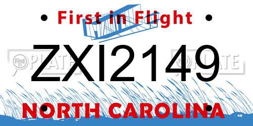 ZXI2149 North Carolina License Plate