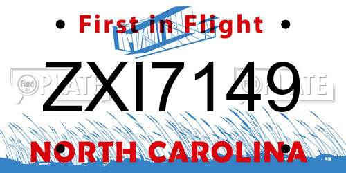 ZXI7149 North Carolina License Plate