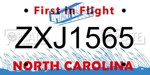 ZXJ1565 North Carolina License Plate