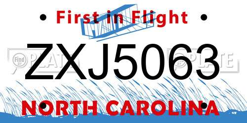 ZXJ5063 North Carolina License Plate