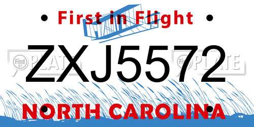 ZXJ5572 North Carolina License Plate