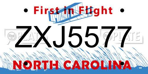ZXJ5577 North Carolina License Plate