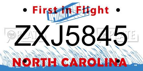 ZXJ5845 North Carolina License Plate