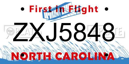 ZXJ5848 North Carolina License Plate