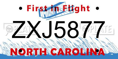 ZXJ5877 North Carolina License Plate