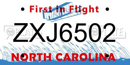 ZXJ6502 North Carolina License Plate