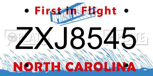 ZXJ8545 North Carolina License Plate