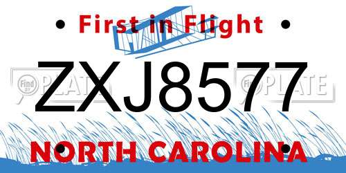 ZXJ8577 North Carolina License Plate