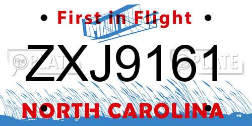 ZXJ9161 North Carolina License Plate