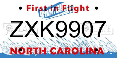 ZXK9907 North Carolina License Plate