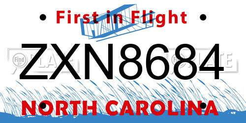 ZXN8684 North Carolina License Plate