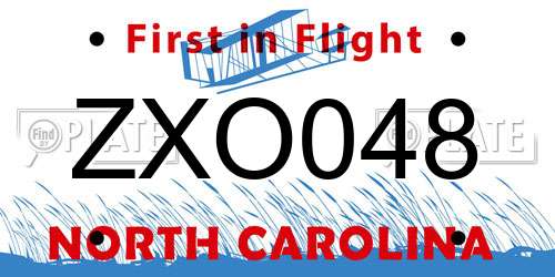ZXO048 North Carolina License Plate