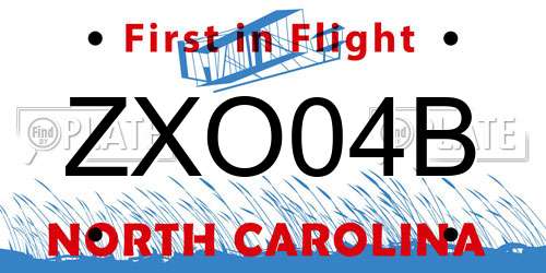 ZXO04B North Carolina License Plate