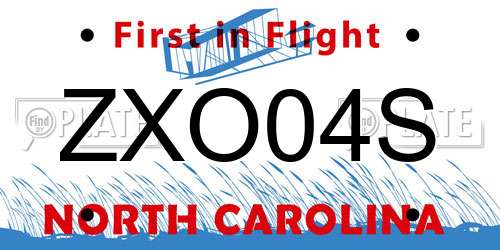ZXO04S North Carolina License Plate