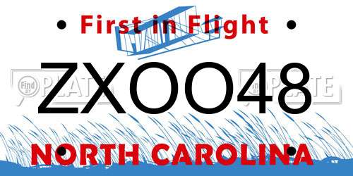ZXOO48 North Carolina License Plate