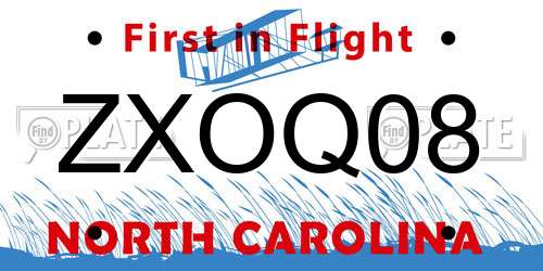 ZXOQ08 North Carolina License Plate