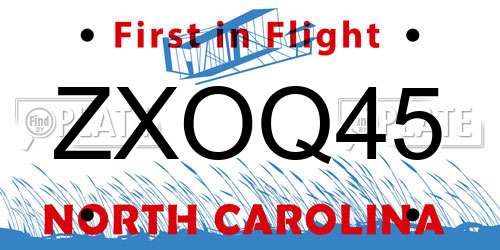 ZXOQ45 North Carolina License Plate