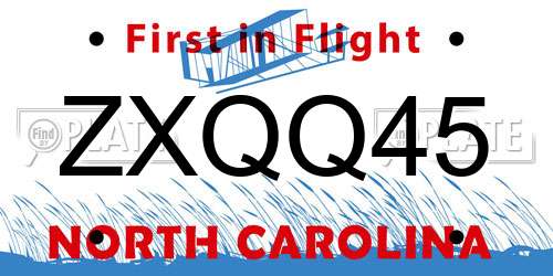 ZXQQ45 North Carolina License Plate