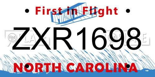 ZXR1698 North Carolina License Plate