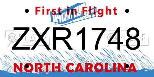 ZXR1748 North Carolina License Plate