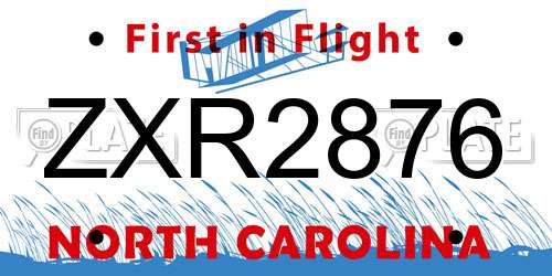 ZXR2876 North Carolina License Plate