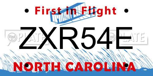 ZXR54E North Carolina License Plate