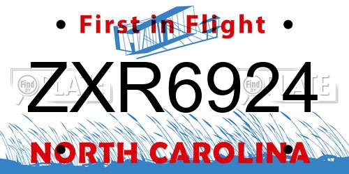 ZXR6924 North Carolina License Plate