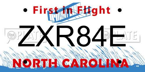 ZXR84E North Carolina License Plate
