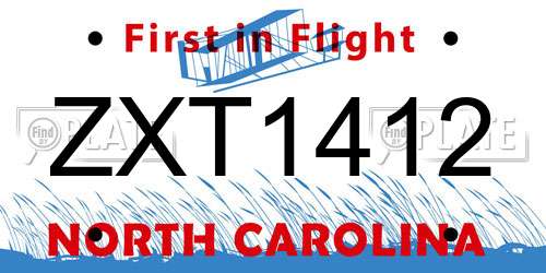 ZXT1412 North Carolina License Plate