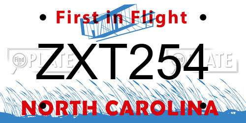 ZXT254 North Carolina License Plate