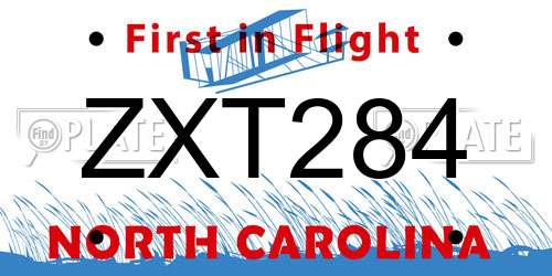 ZXT284 North Carolina License Plate