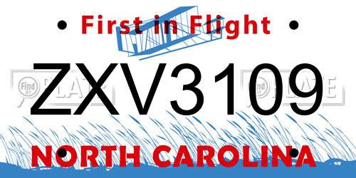 ZXV3109 North Carolina License Plate